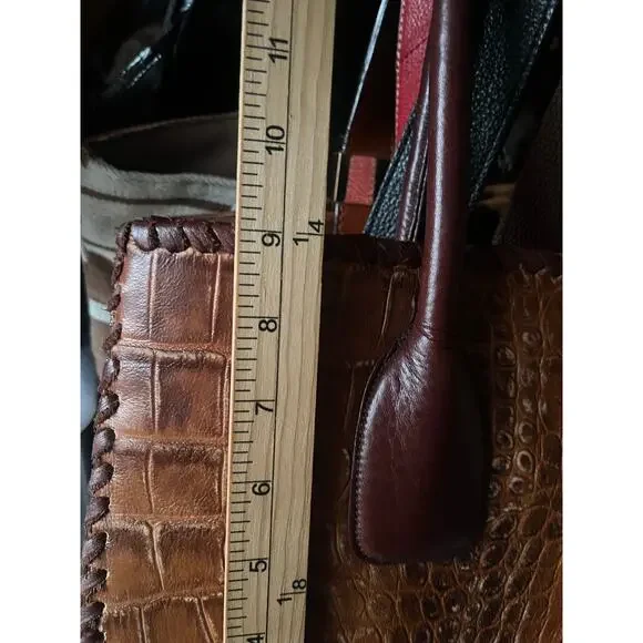 JUAN ANTONIO HORNBACK CARAMEL LEATHER TOTE - Picture 8 of 11